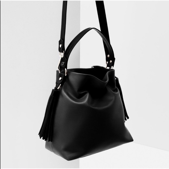 Zara Handbags - Zara black tassel fringe bag (final price)
